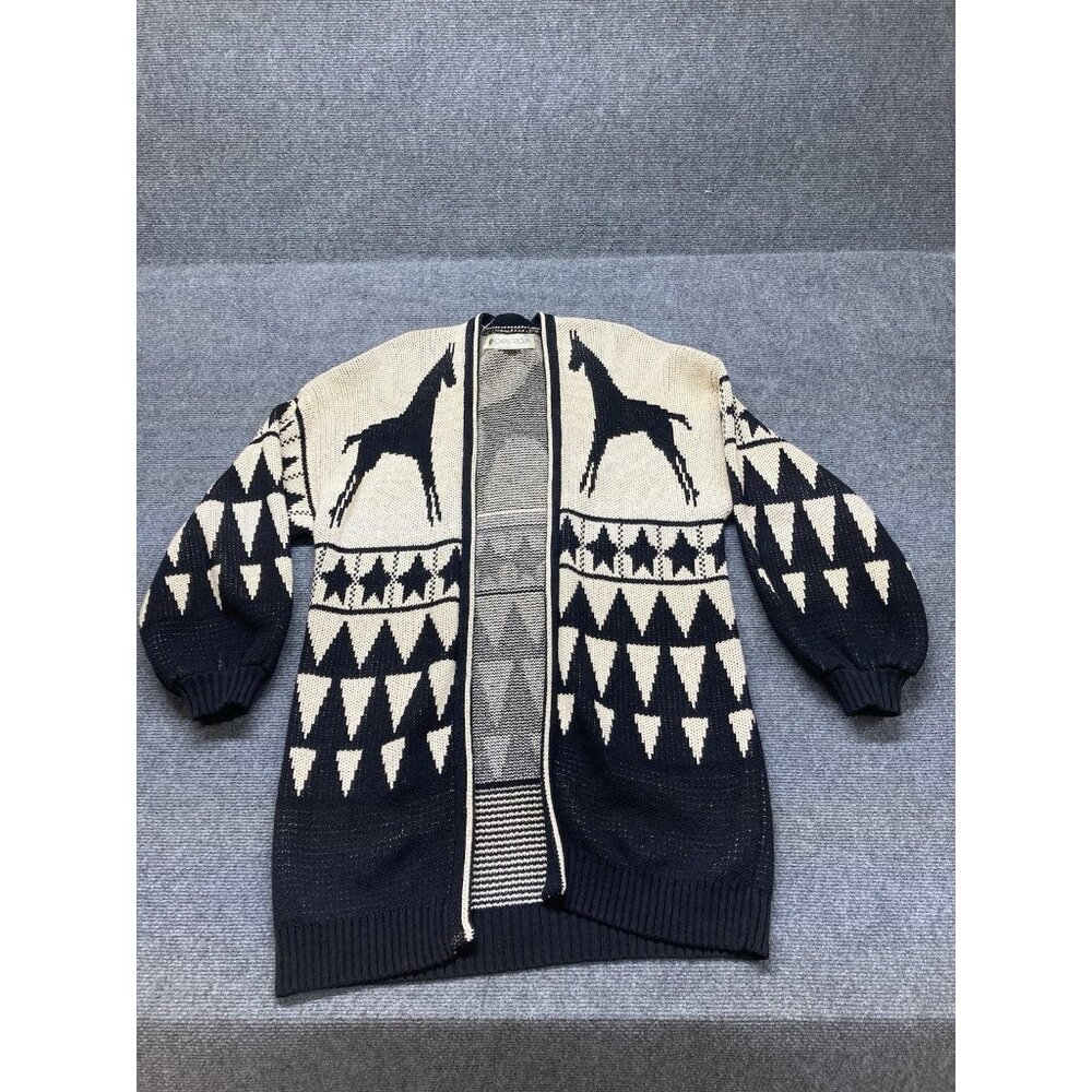 CHRIS TRIOLA Wearable Art Handmade Sweater Coat Size 2 Animal Print Made In USA